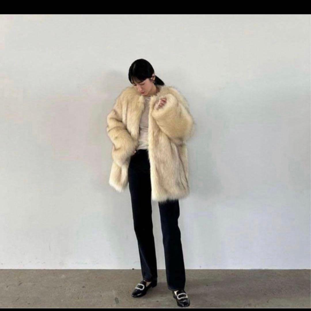 CLANE NO COLLAR VOLUME ECO FUR COAT サイズS