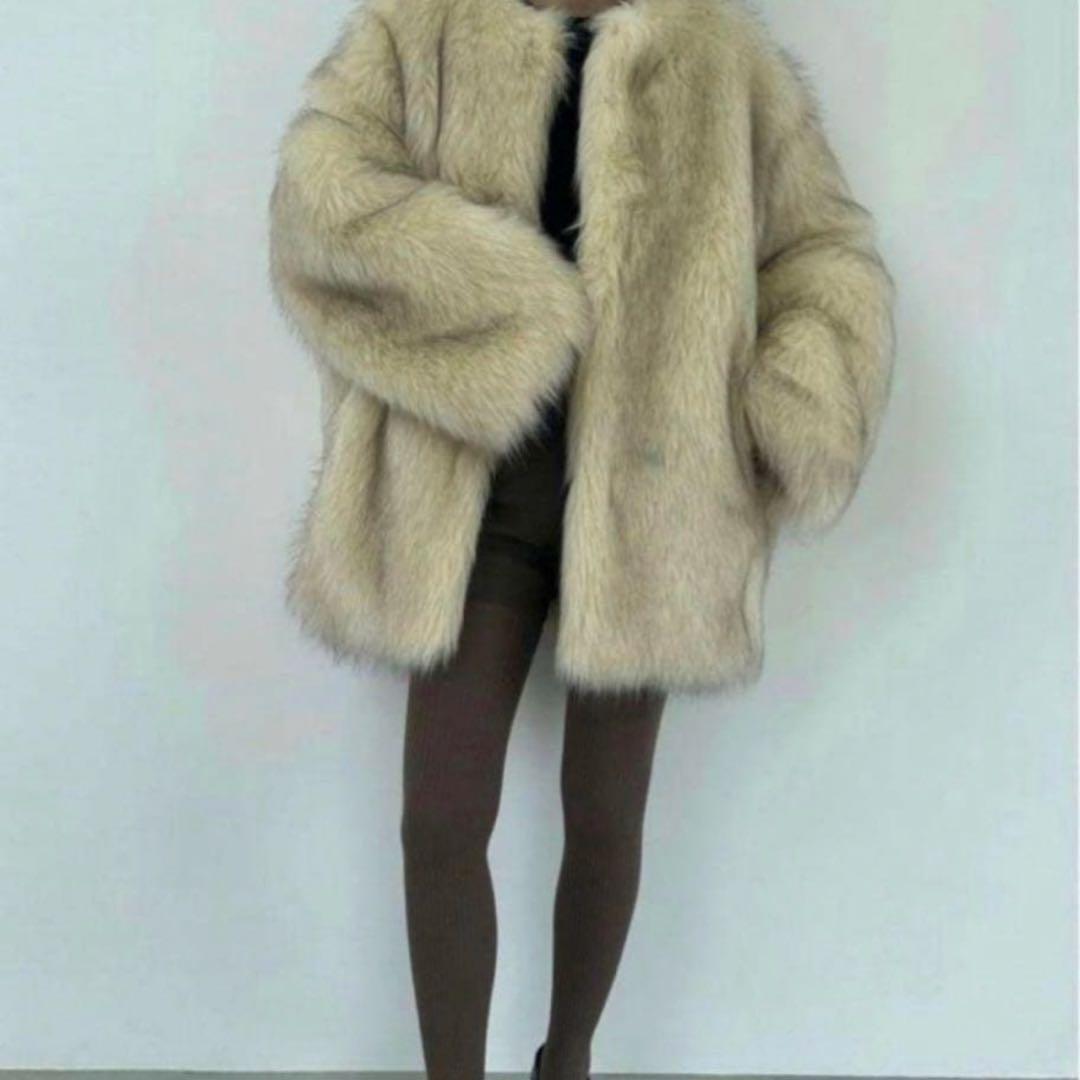 CLANE NO COLLAR VOLUME ECO FUR COAT サイズS