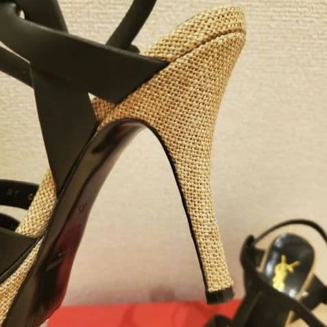 SAINT LAURENT ブラック×ベージュ サンダル