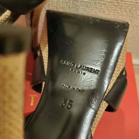 SAINT LAURENT ブラック×ベージュ サンダル