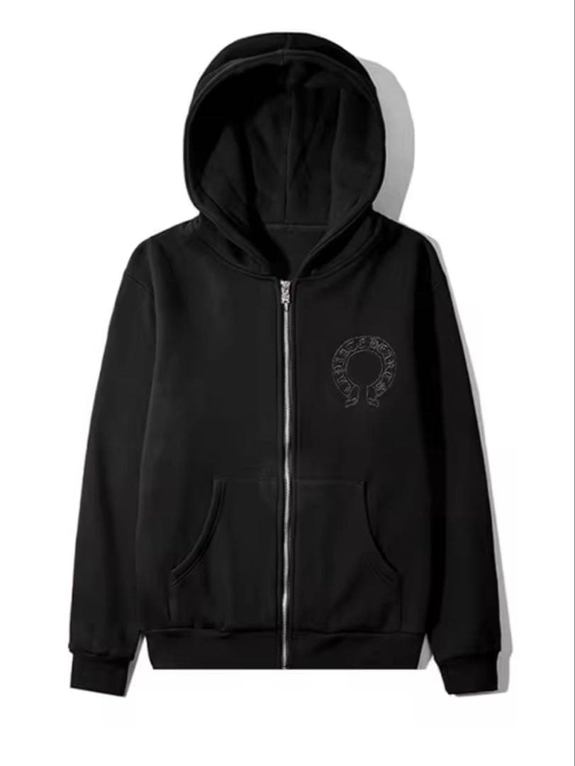 【新品】クロムハーツ Chrome Hearts ジップパーカー 黒 刺繍ロゴ