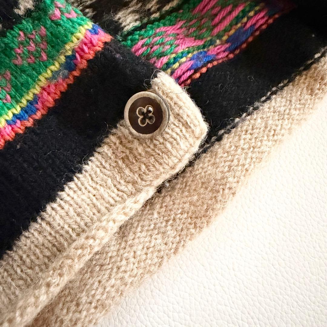 【キャピタル】フード 総柄ニットトップス ウール混 ネイティブ ヴィンテージ