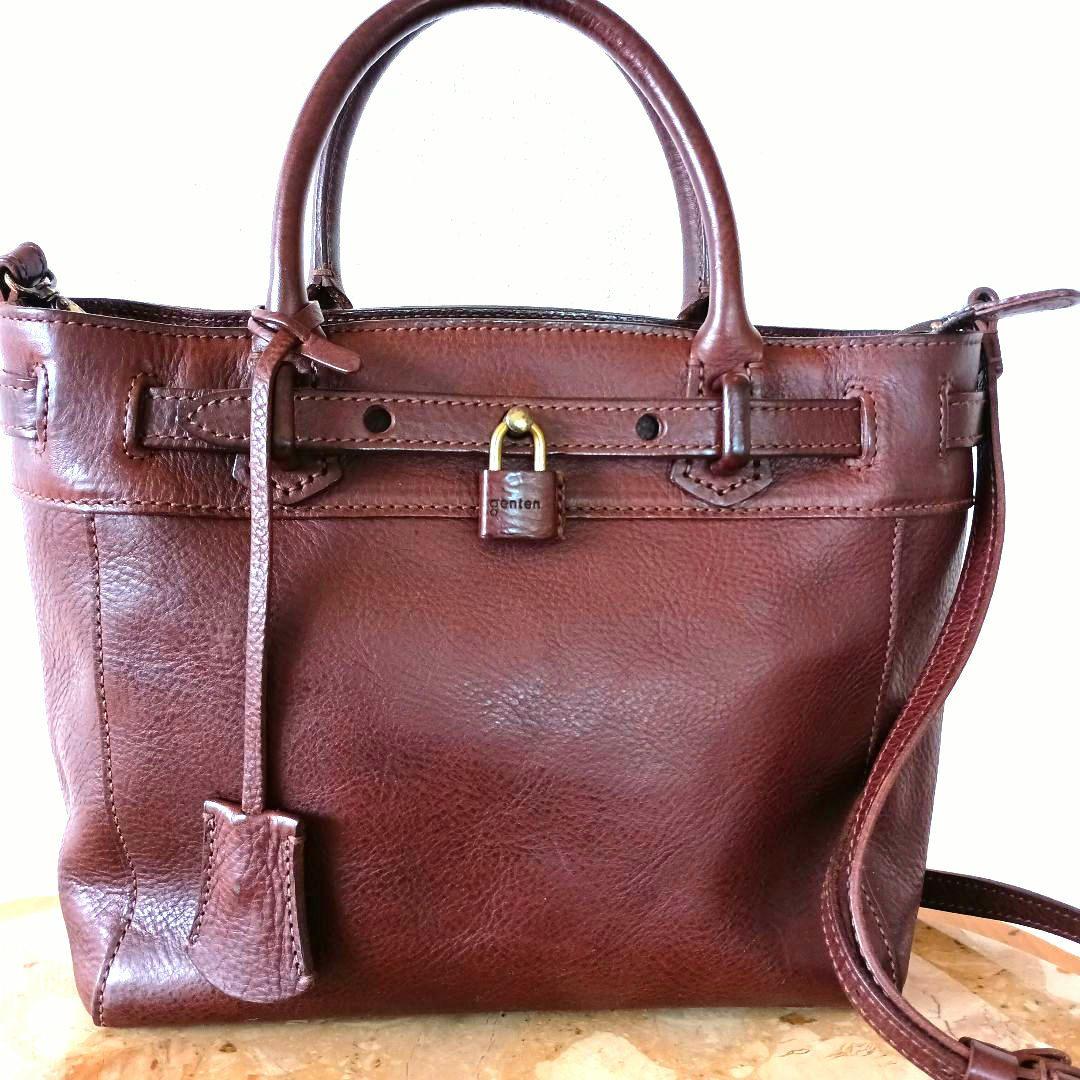genten ロック付き 2way ショルダーバッグ　ハンドバッグ