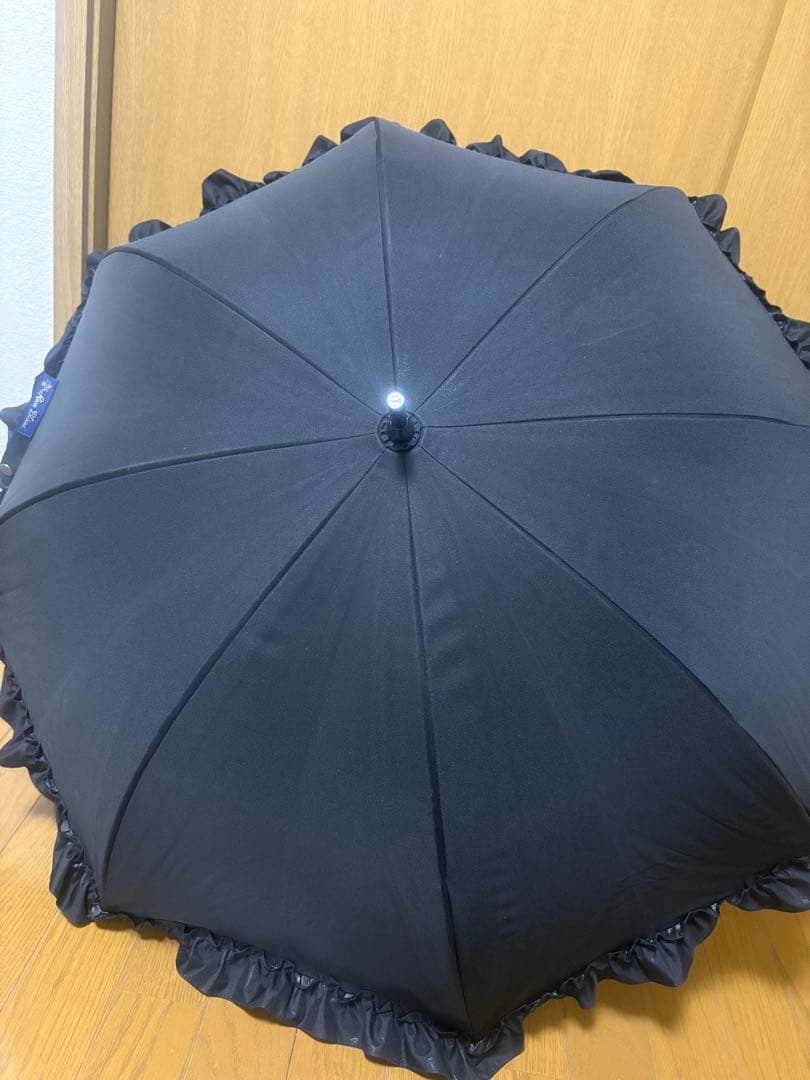 【芦屋ロサブラン】日傘　フリル　100%遮光　ミドルサイズ　長傘