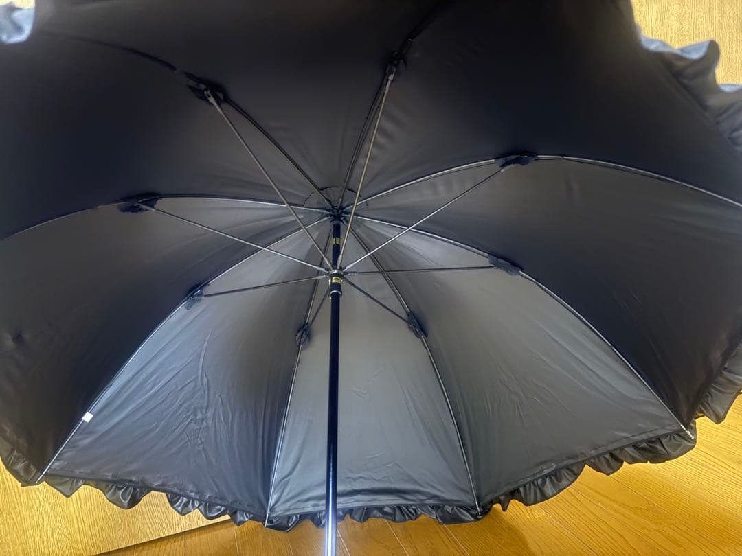 【芦屋ロサブラン】日傘　フリル　100%遮光　ミドルサイズ　長傘