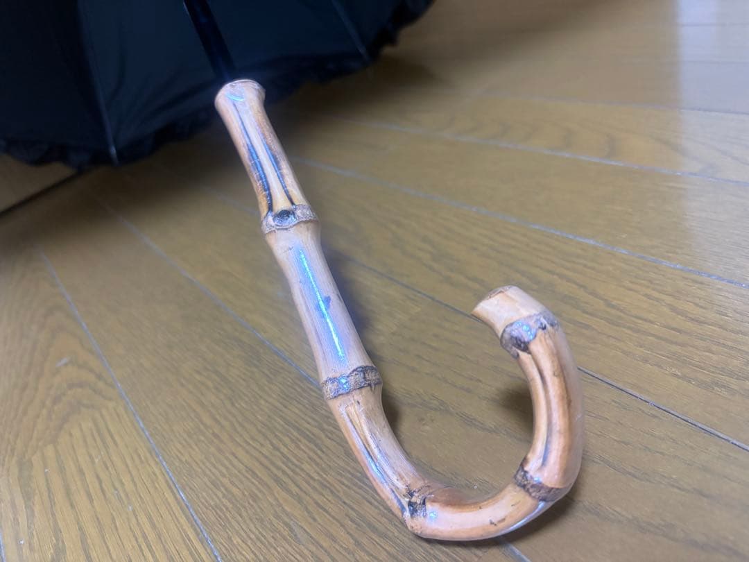 【芦屋ロサブラン】日傘　フリル　100%遮光　ミドルサイズ　長傘