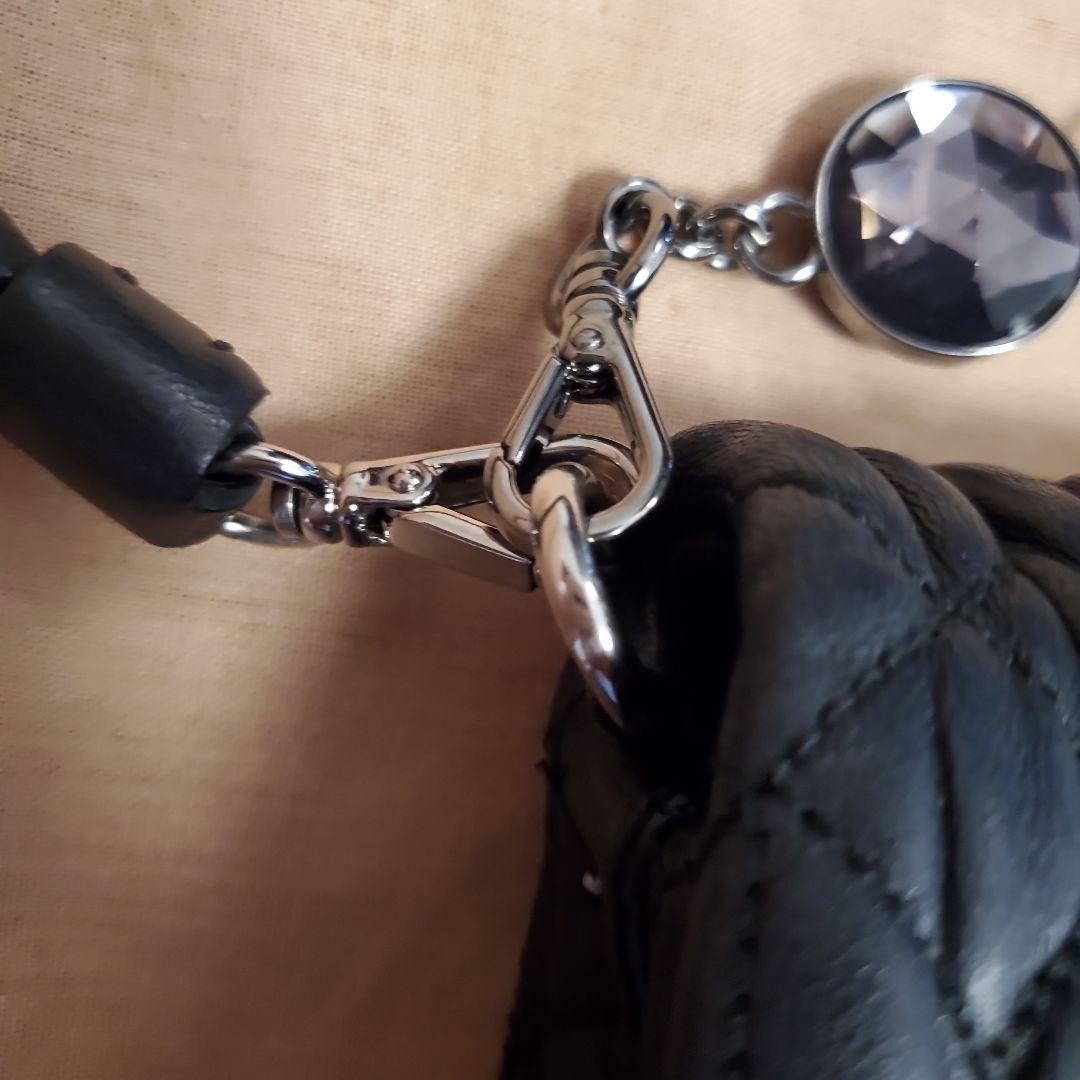 POPOmiu miu ブラック マテラッセ　ナッパ　クリスタル　クラッチ