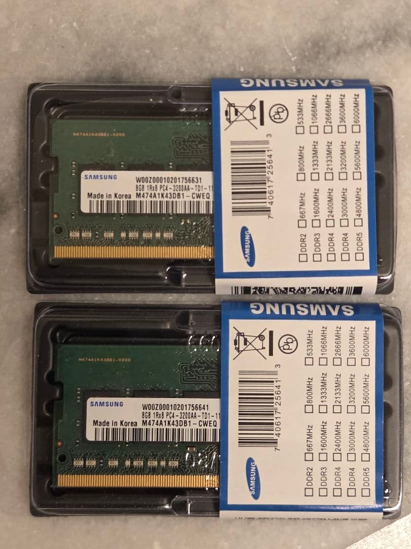 Samsung DDR4 8GB メモリ ECC 2点セット