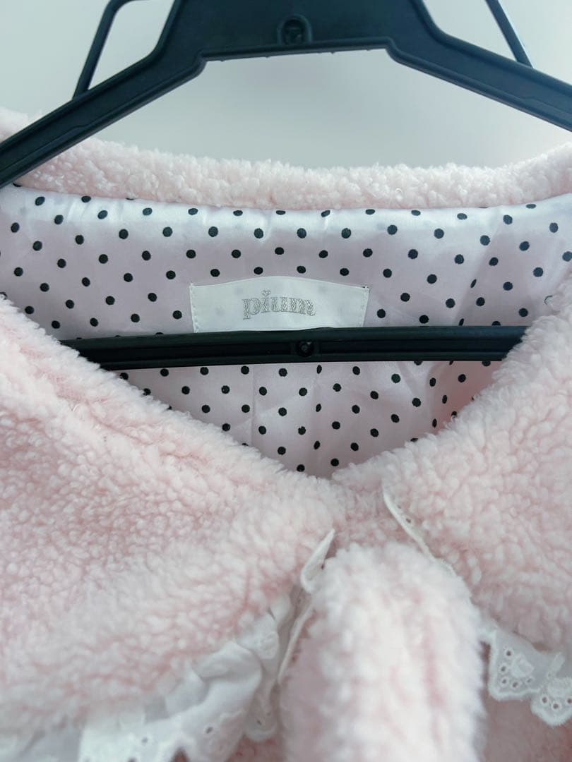 pium コットンレースカラーボアコート ピンク