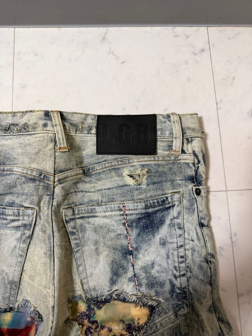 希少サイズ LGB S-WOLF 星条旗 ストレッチ ダメージ デニム W33
