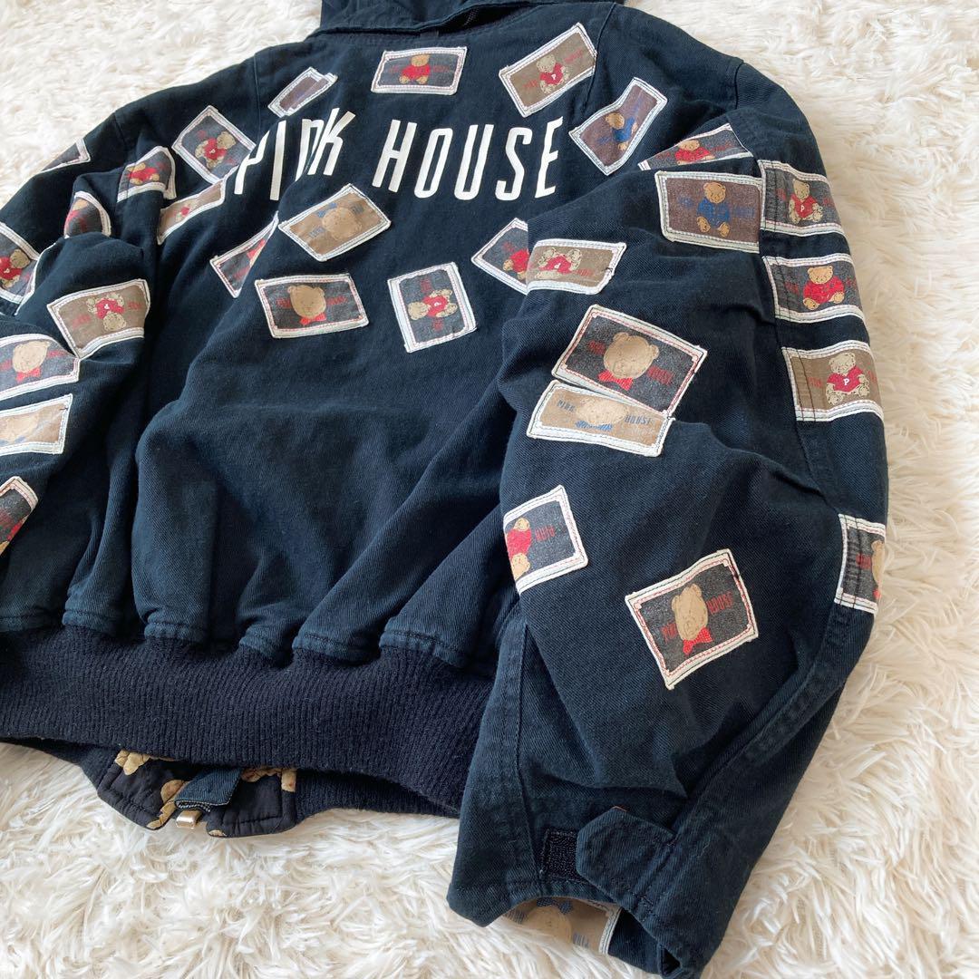 ピンクハウス　くま　フード付き　ブルゾン　黒　テディベア　F ファスナー