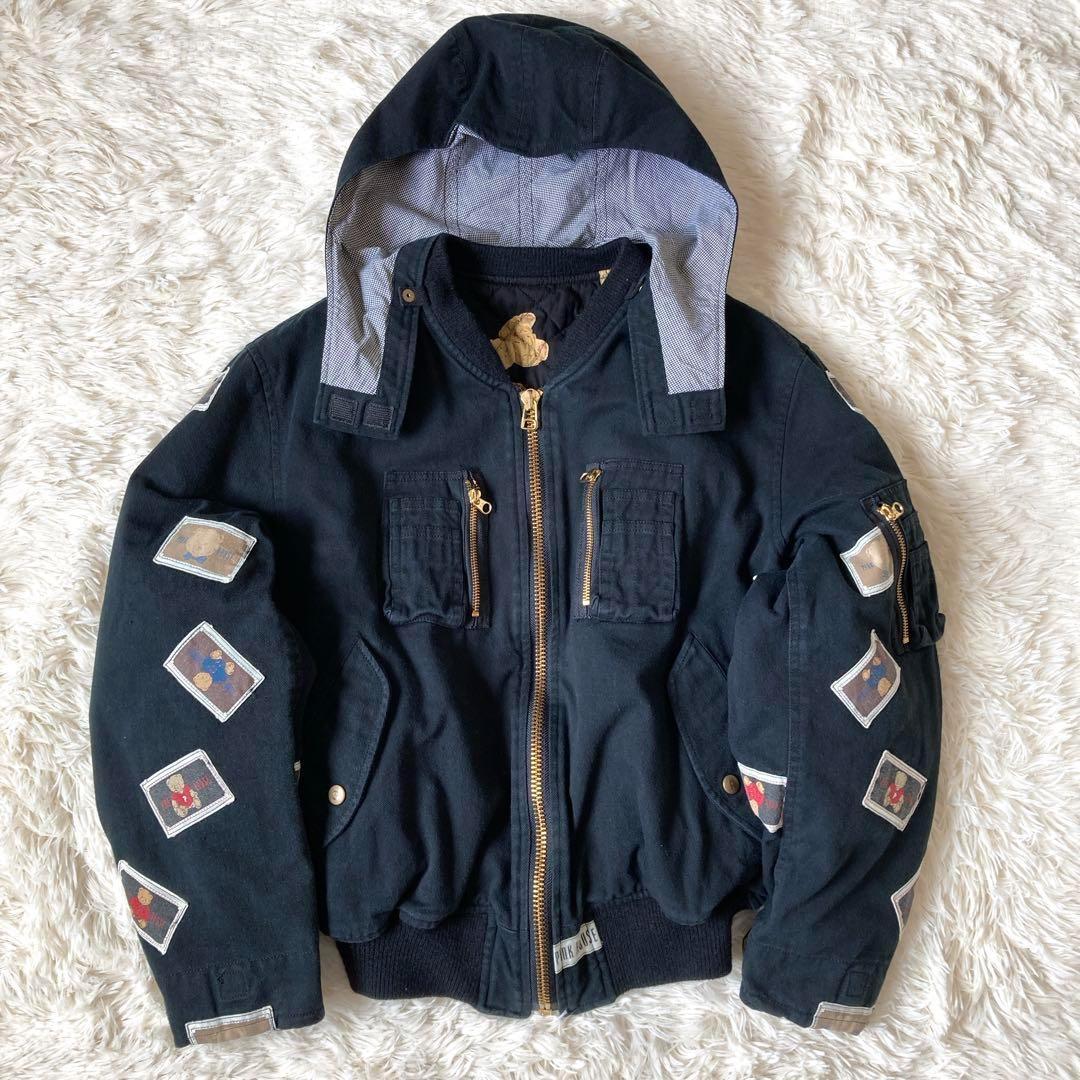 ピンクハウス　くま　フード付き　ブルゾン　黒　テディベア　F ファスナー