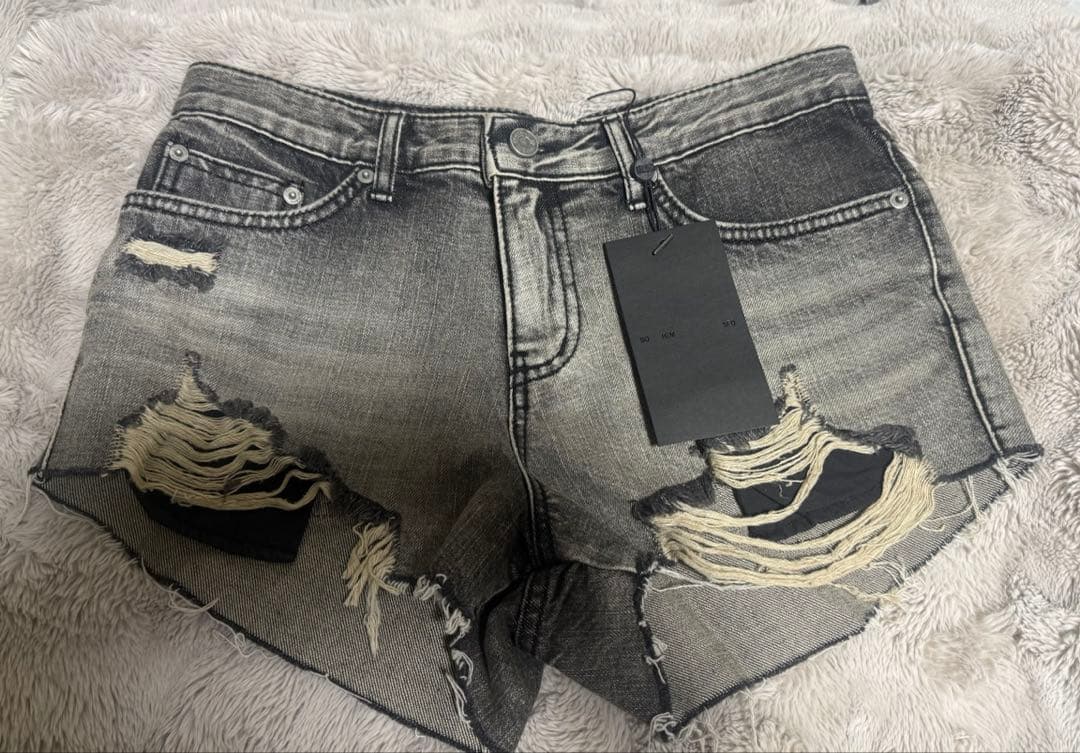 パンツ BOHEMSEO DESTROYED GRAY DENIM SHORTS