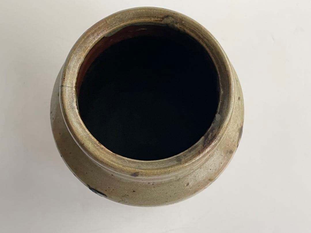 陶芸家　濱田庄司　浜田庄司　？　鉄絵　トウキビ文　花入　花瓶　箱なし　益子　民芸