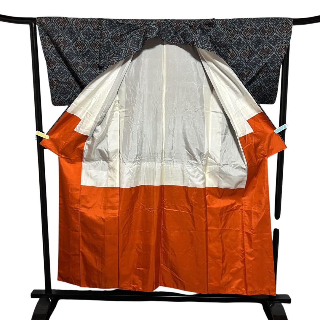 ト*ー様 未使用近い　美品　袷　正絹　上質紬　龍郷柄　小紋　フルセット　琉球絣柄