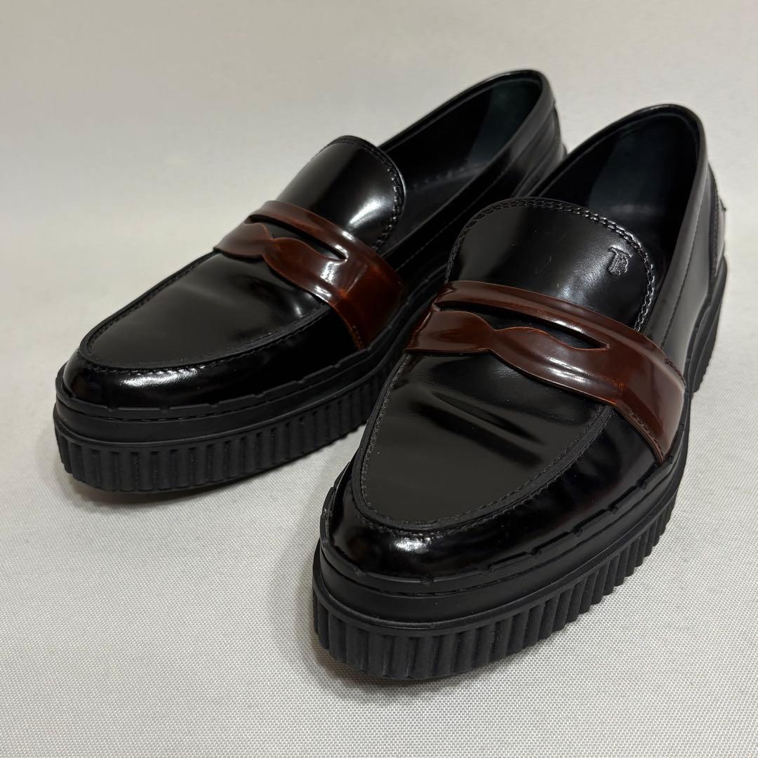 TOD'S トッズ レザー 革靴 厚底ローファー ブラック 36 1/2