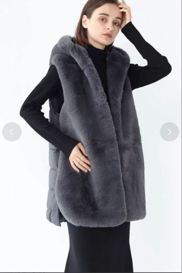 【新品】Aga エコファーベスト （チャコールグレー）