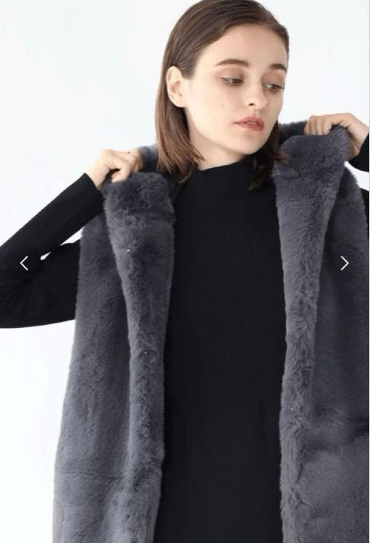 【新品】Aga エコファーベスト （チャコールグレー）