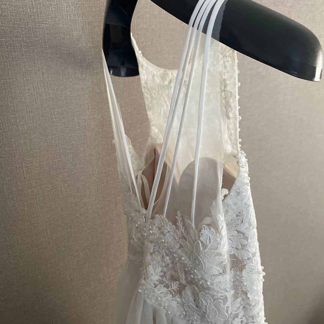 美品 アーバンブランシュ ウェディングドレス ホルターネック チュール