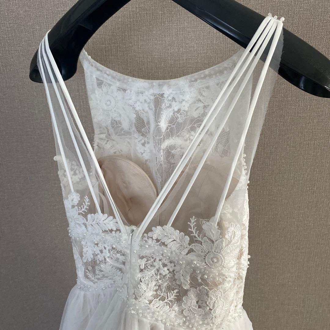 美品 アーバンブランシュ ウェディングドレス ホルターネック チュール