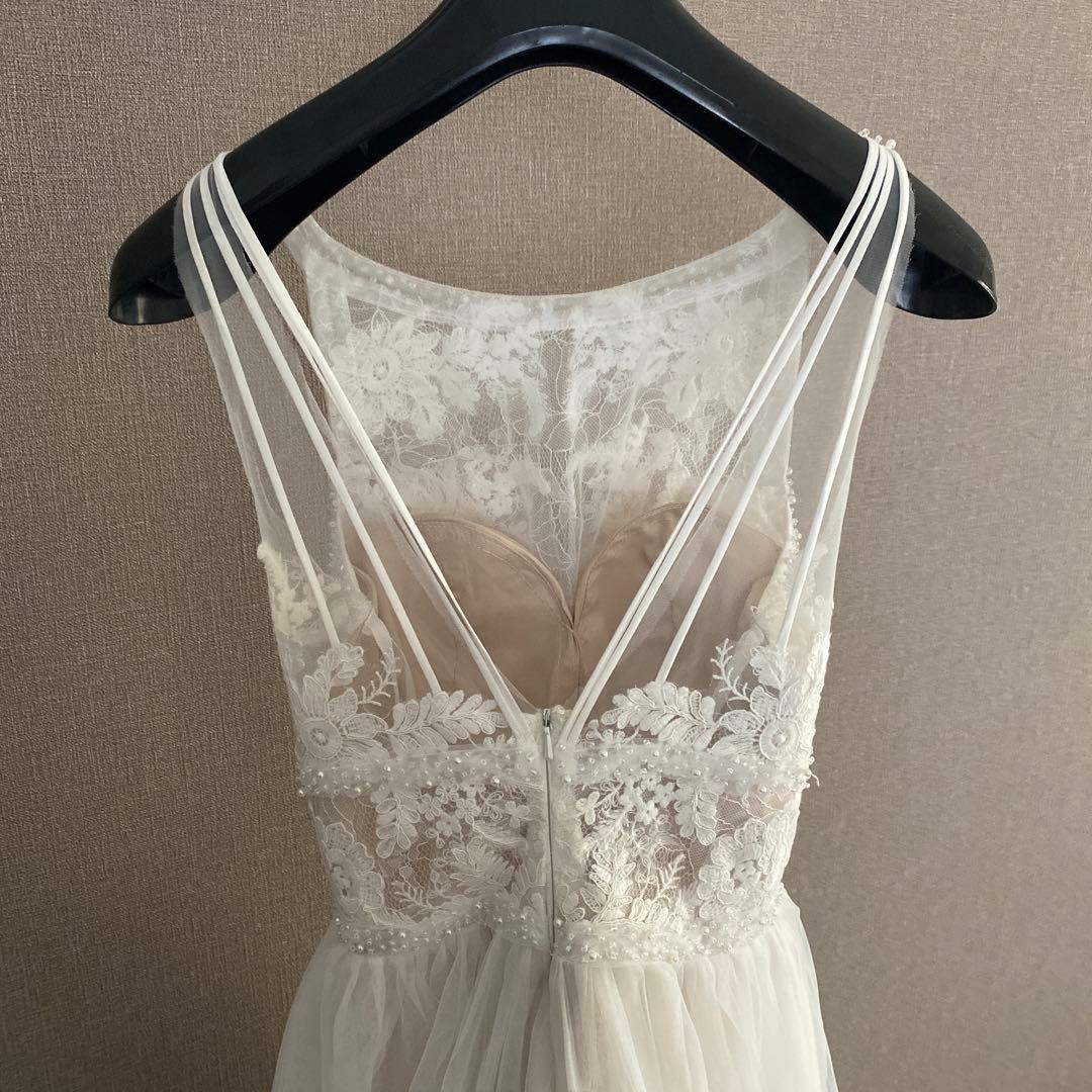 美品 アーバンブランシュ ウェディングドレス ホルターネック チュール