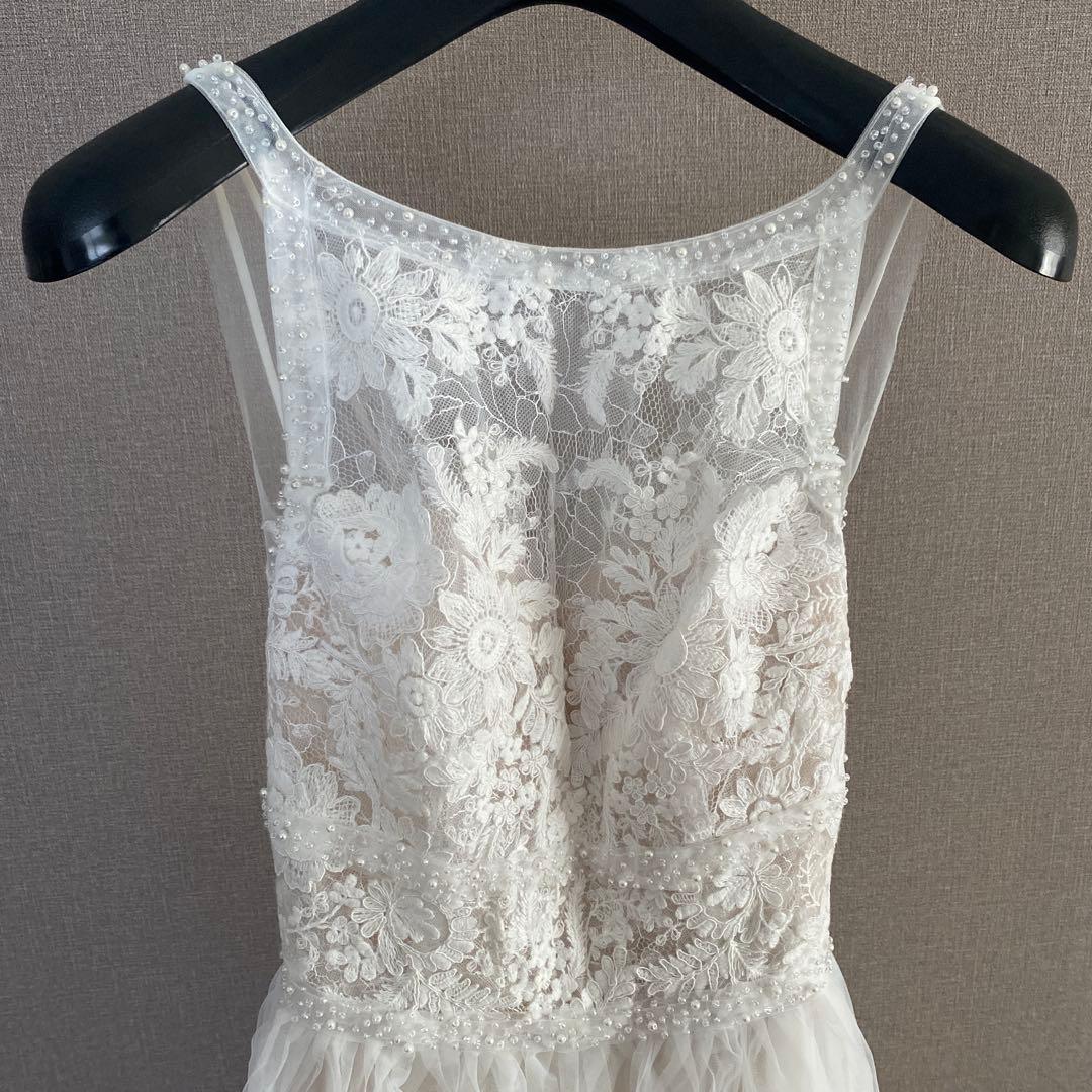 美品 アーバンブランシュ ウェディングドレス ホルターネック チュール