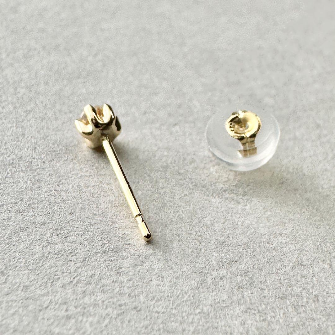新品❗️K18YG枠 0.07ctUP 天然ダイヤモンド ピアス 片耳