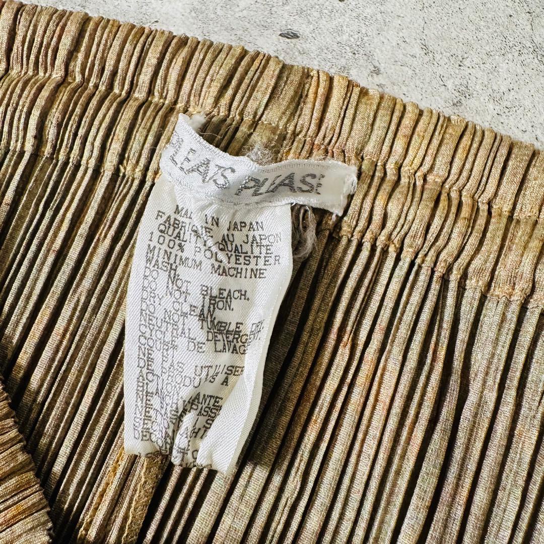 美品 プリーツプリーズ プリーツ加工 プリーツパンツ イッセイミヤケ ベージュ