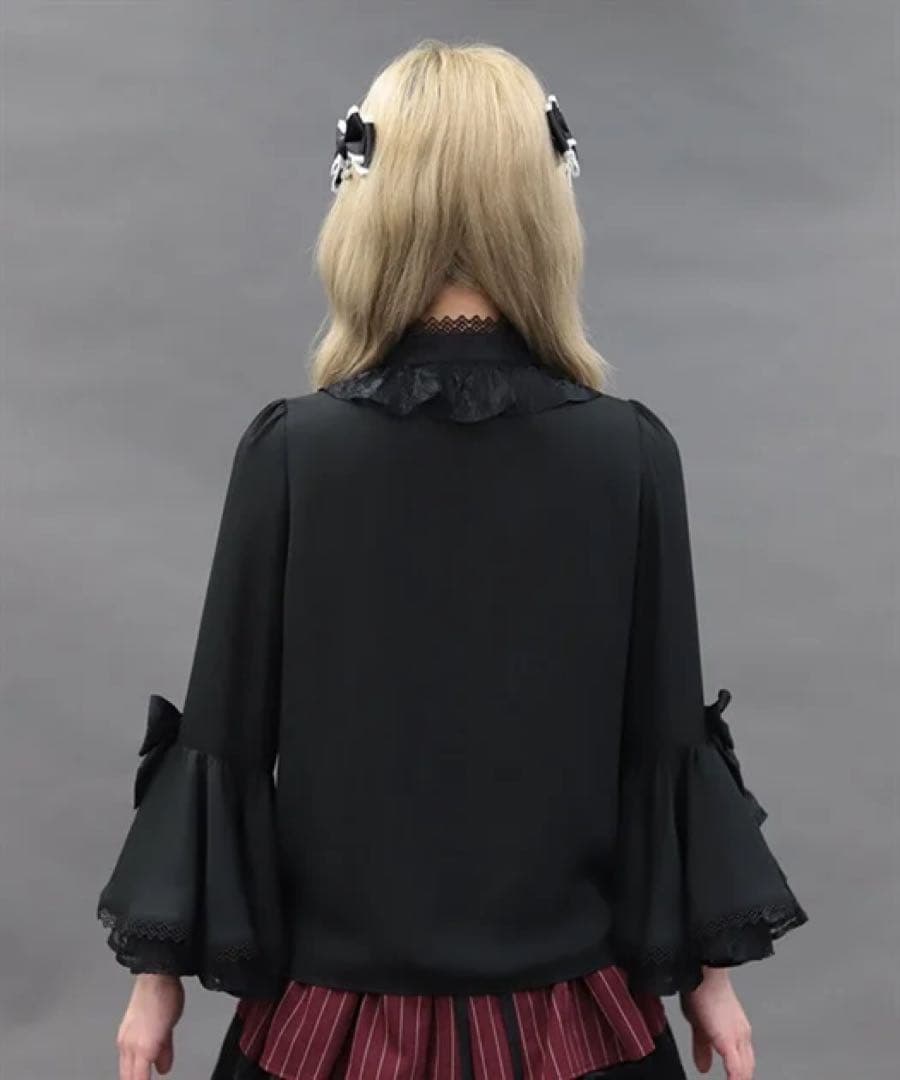 姫袖７分丈ブラウス　黒　アクシーズファム　kawaii　axes femme