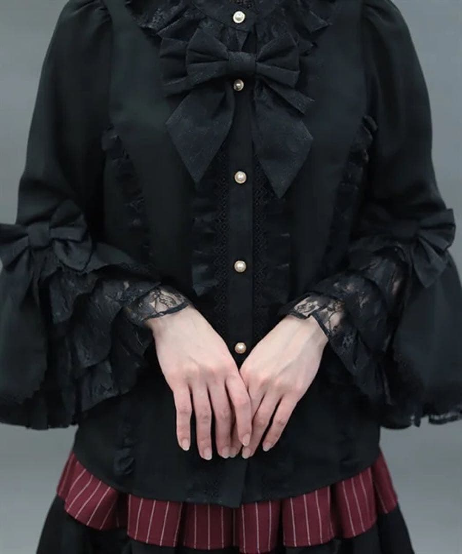 姫袖７分丈ブラウス　黒　アクシーズファム　kawaii　axes femme