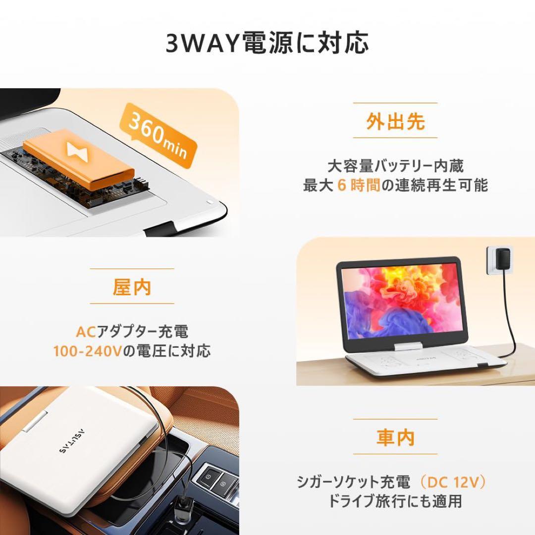 ポータブルdvdプレーヤー 17.9型 液晶 14インチ 内蔵ダブルスピーカー