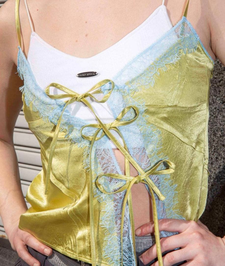 メゾンスペシャル Lace Docking Satin Camisole