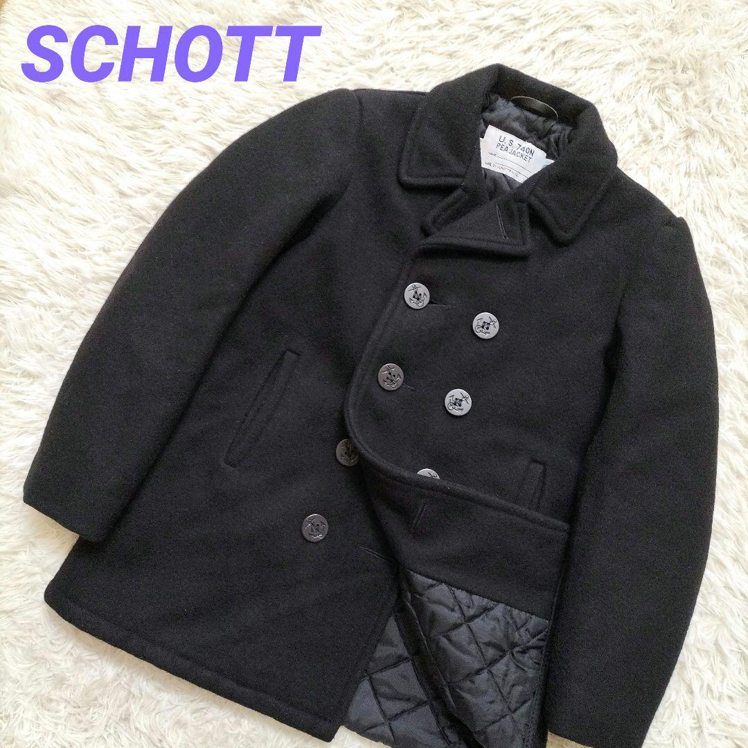 美品 USA製 ショット 740N メルトンウール ピーコート ブラック 20
