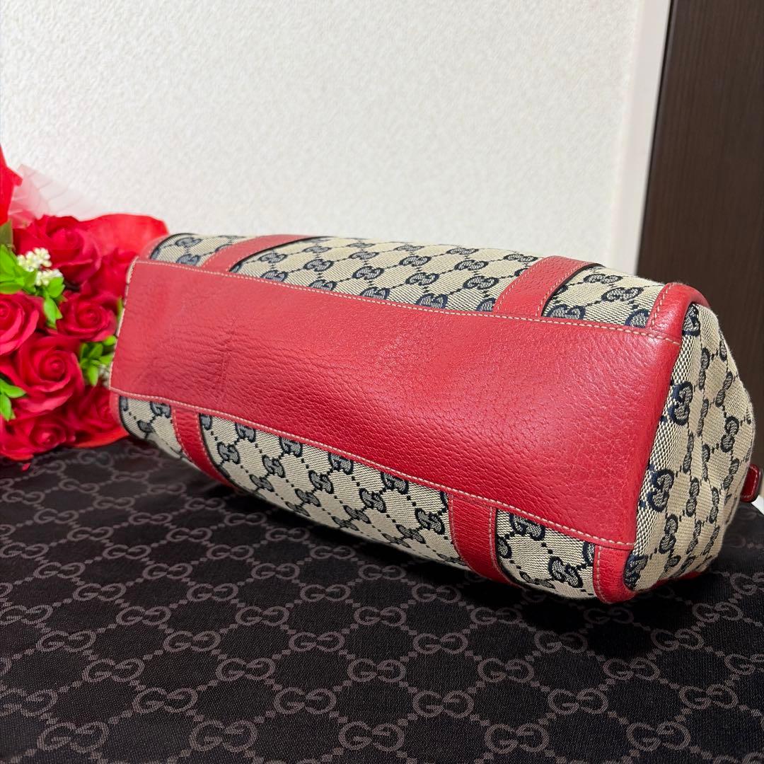 美品 GUCCI グッチ アビー ミニボストンバッグ キャンパス×レザー バッグ