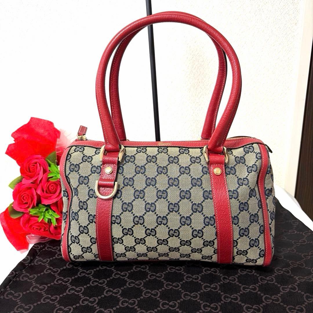 美品 GUCCI グッチ アビー ミニボストンバッグ キャンパス×レザー バッグ