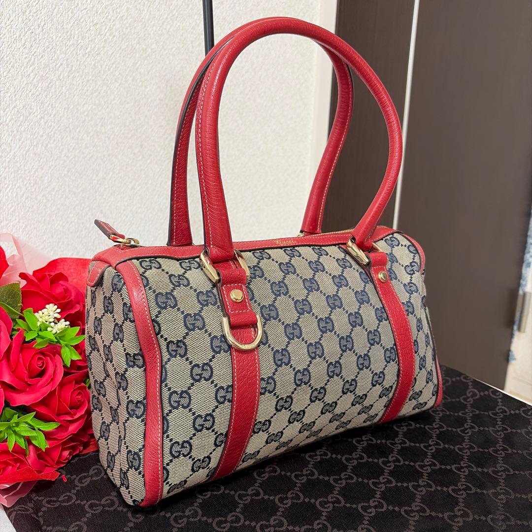 美品 GUCCI グッチ アビー ミニボストンバッグ キャンパス×レザー バッグ