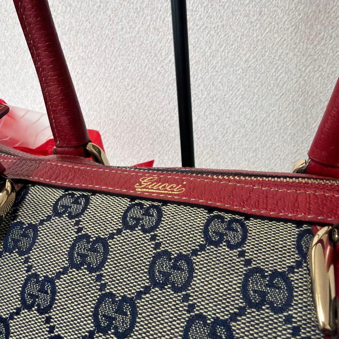 美品 GUCCI グッチ アビー ミニボストンバッグ キャンパス×レザー バッグ