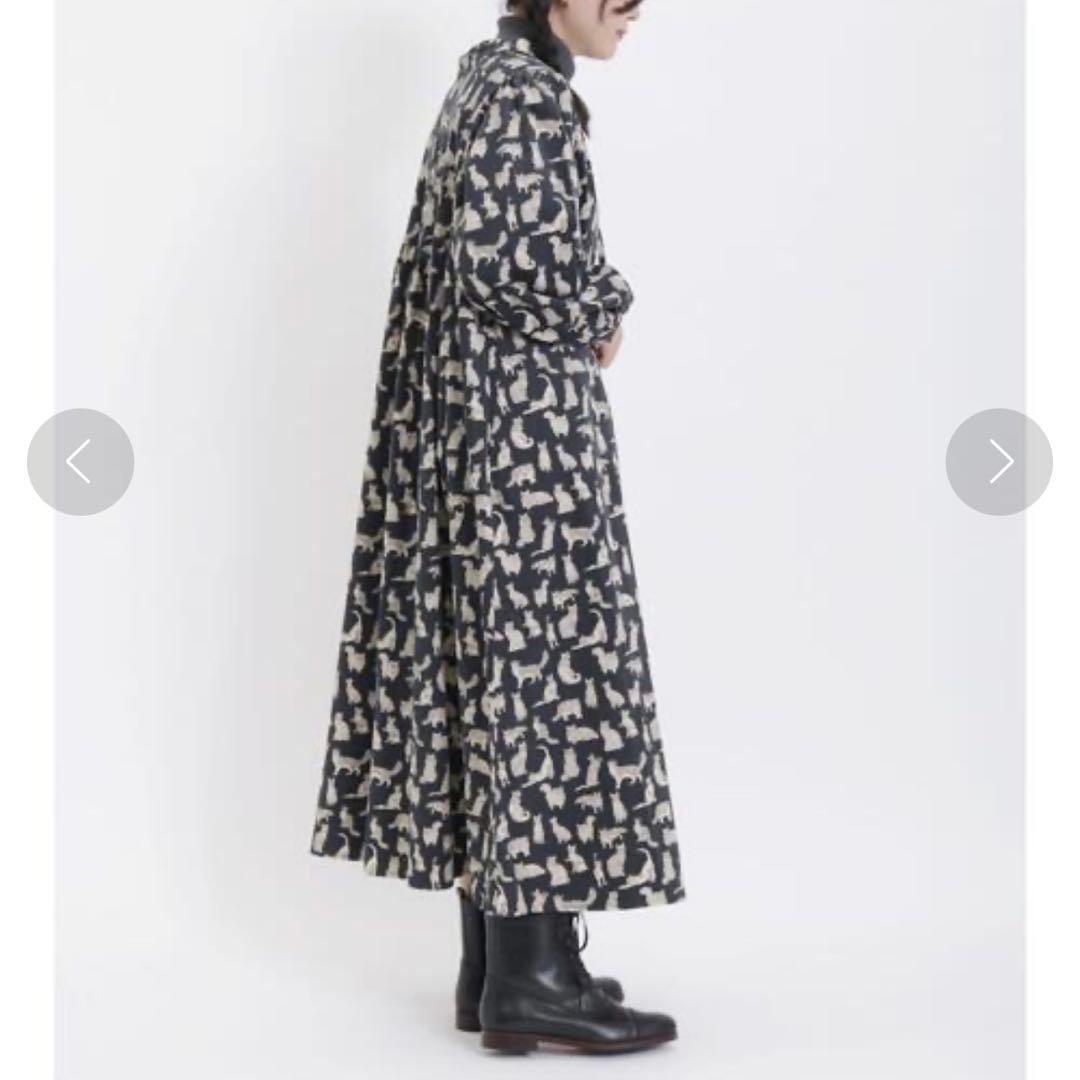 ツハルバイサマンサモスモス Liberty Meow柄 細コールワンピース