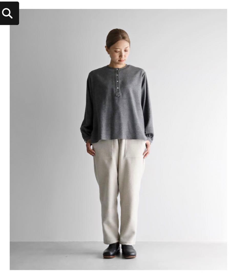 専用HUIS×尾州◆縮絨ウールフランネルイージーワークパンツ507◆ライトグレー