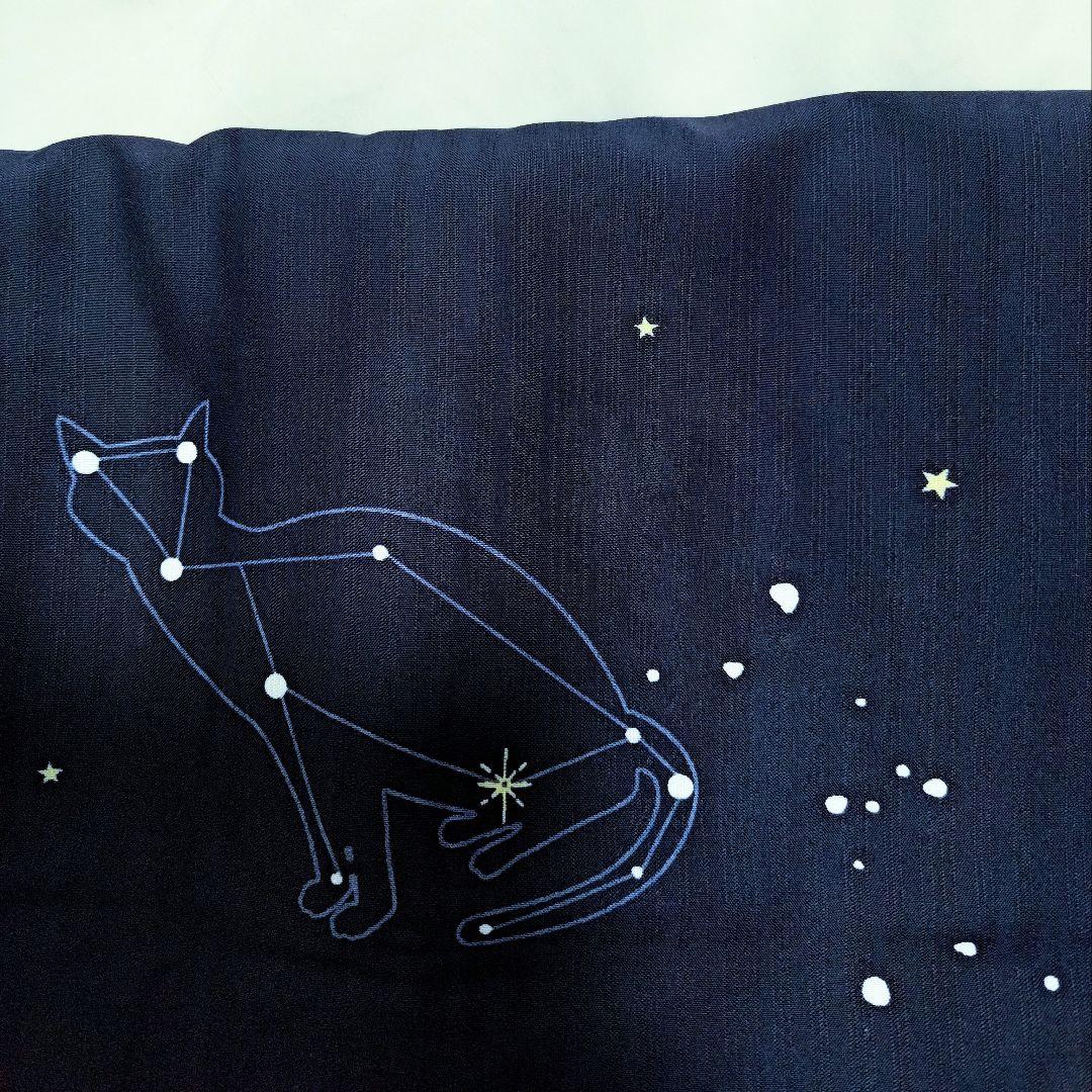 速乾浴衣星座ねこ紺色猫柄洗える着物星柄夏着物水玉模様紺地ネコ柄ネイビー白ドット柄