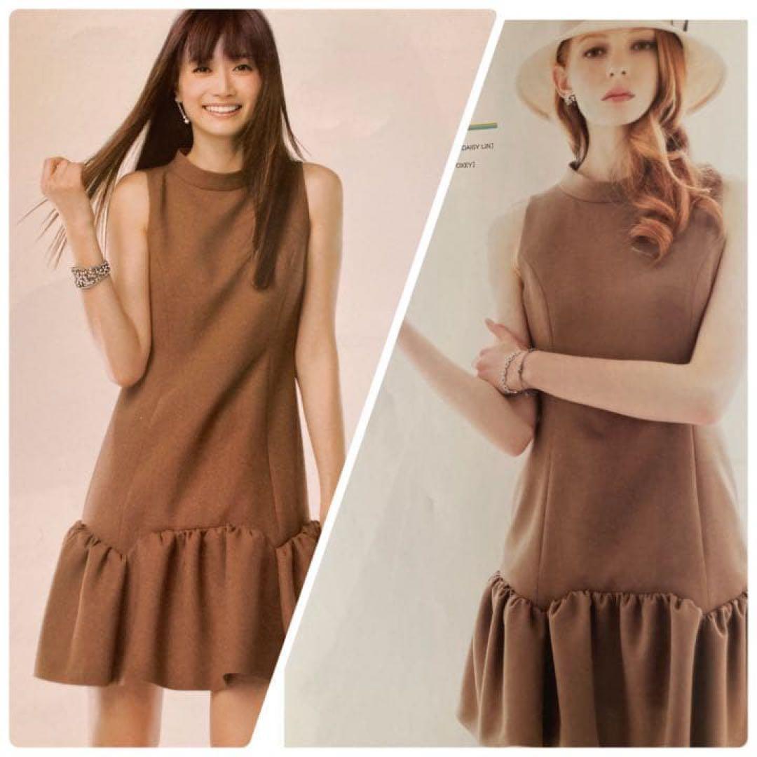 【FOXEY】クリーニング済　クリスタルラッフルドレス　ノースリーブワンピース