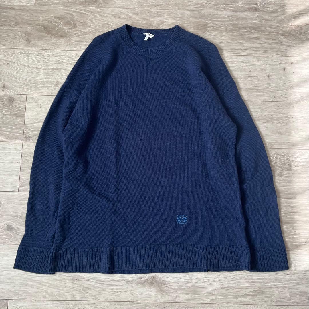 LOEWE ロエベ アナグラム刺繍 ウールニット ネイビー イタリア製