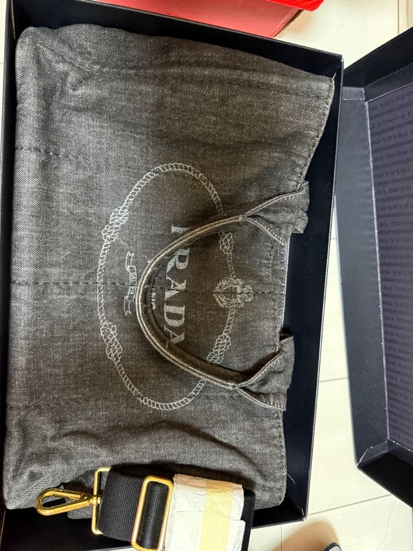 PRADA カナパ ダークグレー トートバッグ