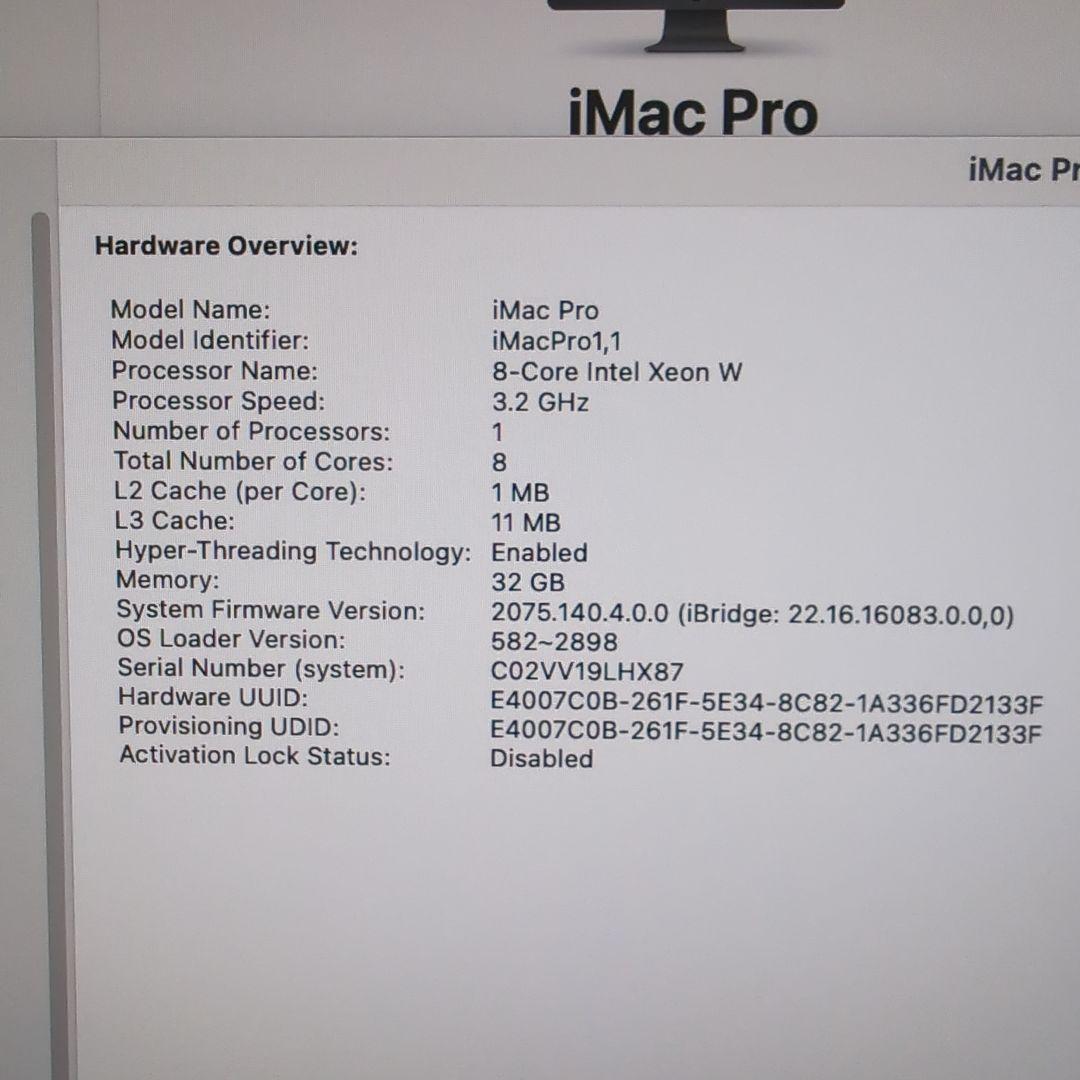 ま*も様 iMac Pro 2017 Xeon8C 32GB 1TB Vega5