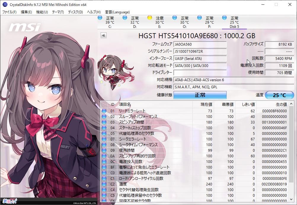使用時間短め5枚セット 各種メーカー 2.5インチHDD 1TB