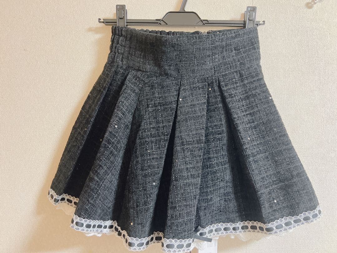 pium コットンフリルタックフレアツイードスカート