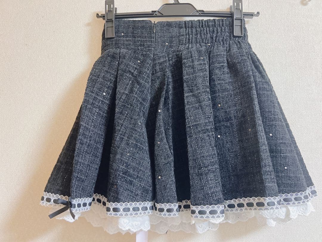 pium コットンフリルタックフレアツイードスカート