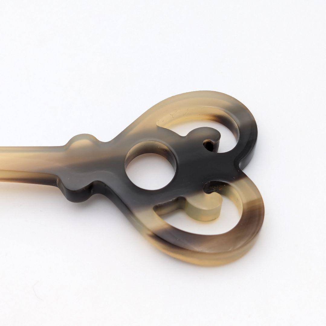 極美品 エルメス HERMES バッファローホーン ハート かんざし 簪 髪飾り