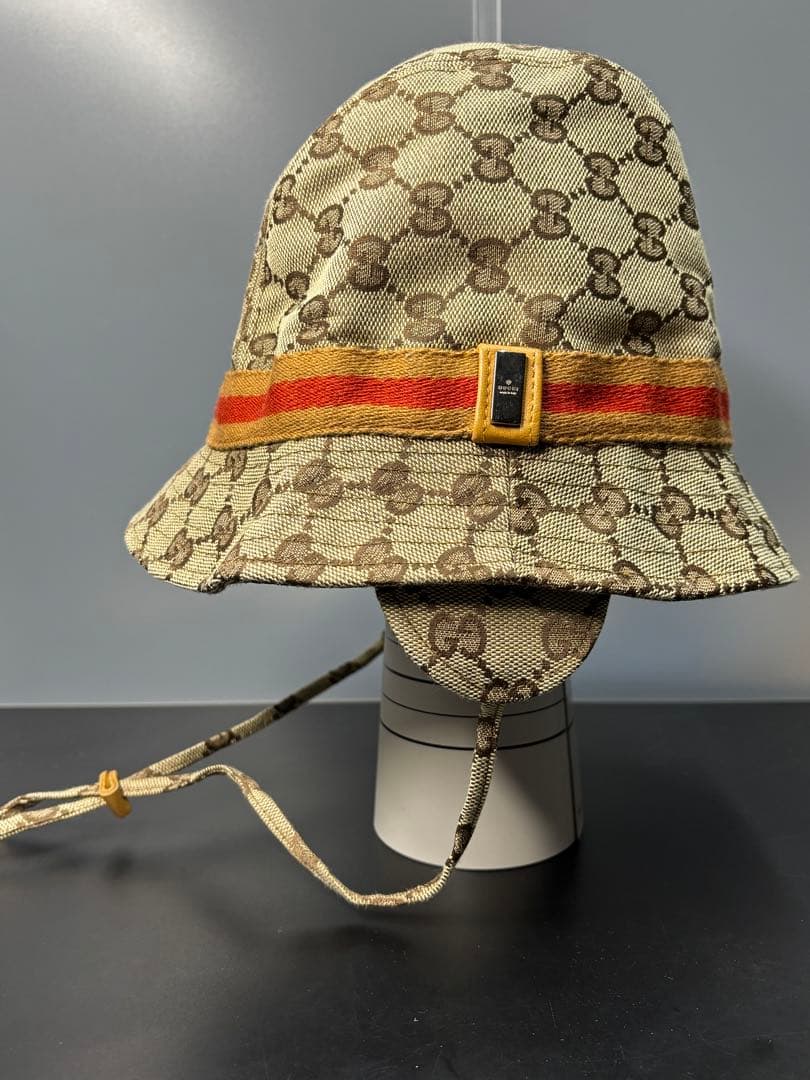 Gucci バケットハット ベージュ GGパターン 裏起毛 キャンバス グッチ