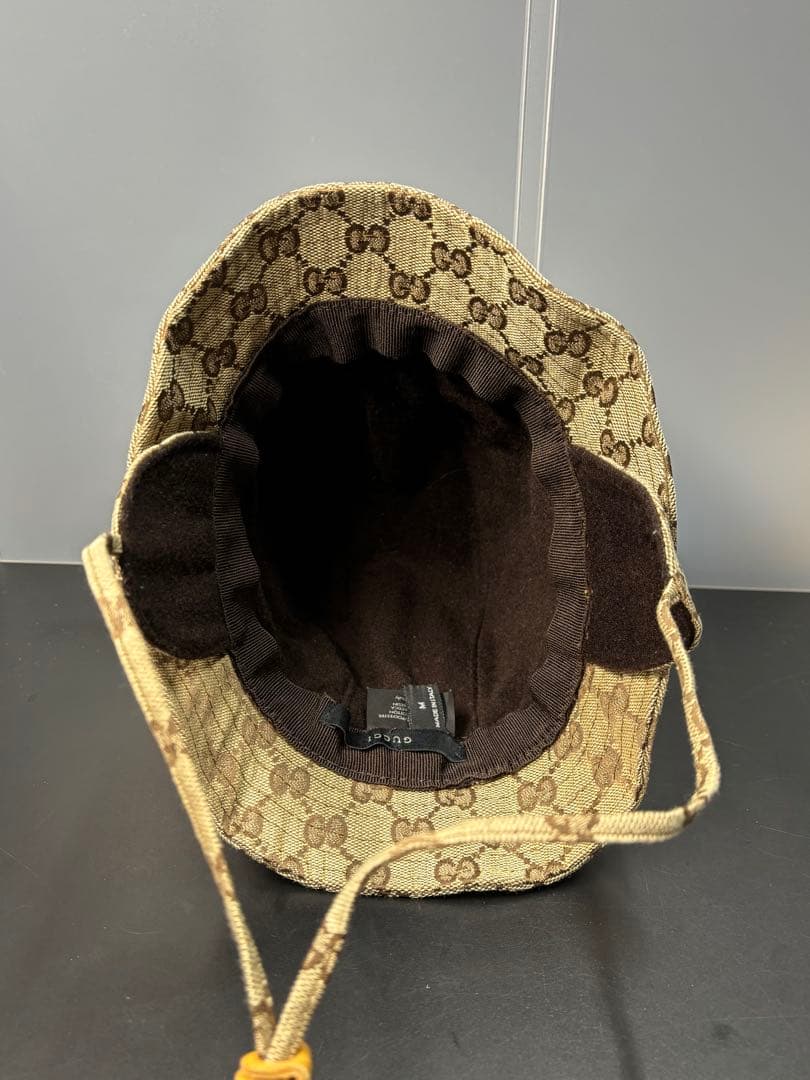 Gucci バケットハット ベージュ GGパターン 裏起毛 キャンバス グッチ